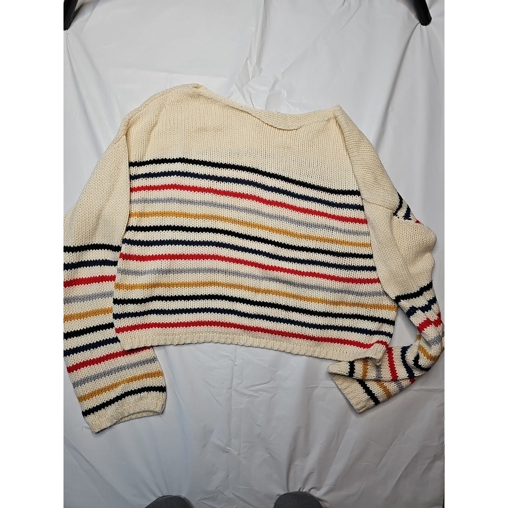Lovestitch Cropped Multicolor Striped Sweater Size Small